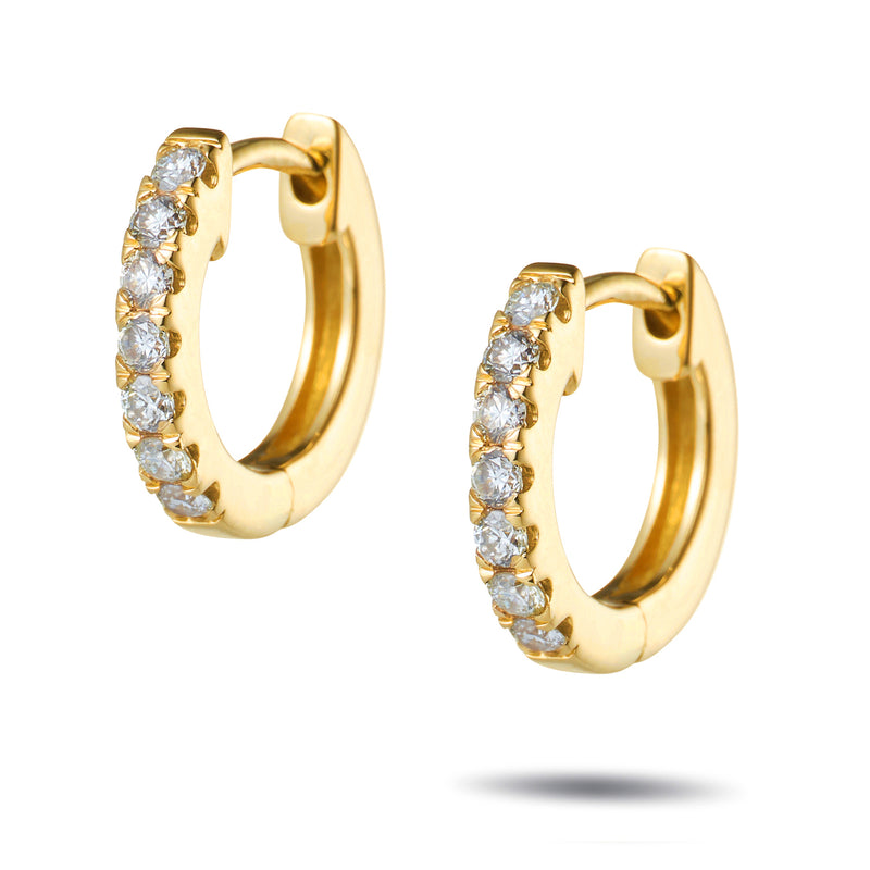 0.30ct Italian Made Diamond Set Huggie Earrings in Yellow Gold