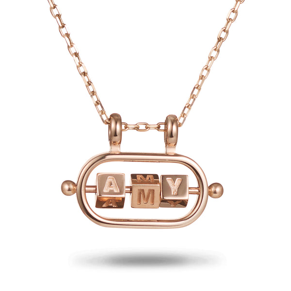 3 Cube Abacus Necklace in Rose Gold