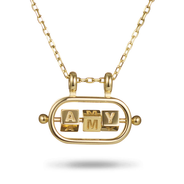 3 Cube Abacus Necklace in Yellow Gold