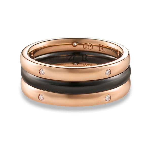 Diamond Set Stack Ring in Rose Gold