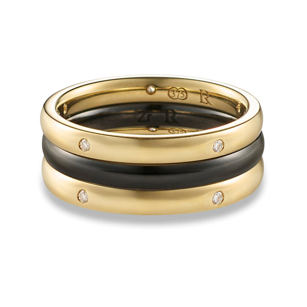 Diamond Set Stack Ring in Yellow Gold