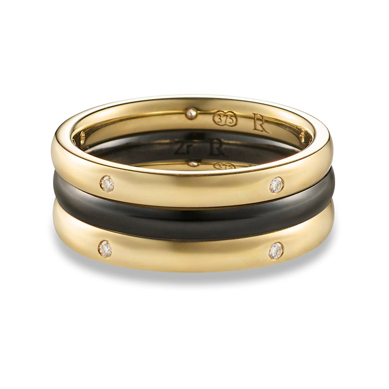 Diamond Set Stack Ring in Yellow Gold