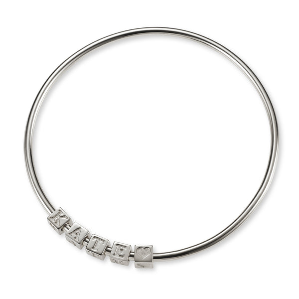 5 Cube BOLD Initial Bangle in Sterling Silver