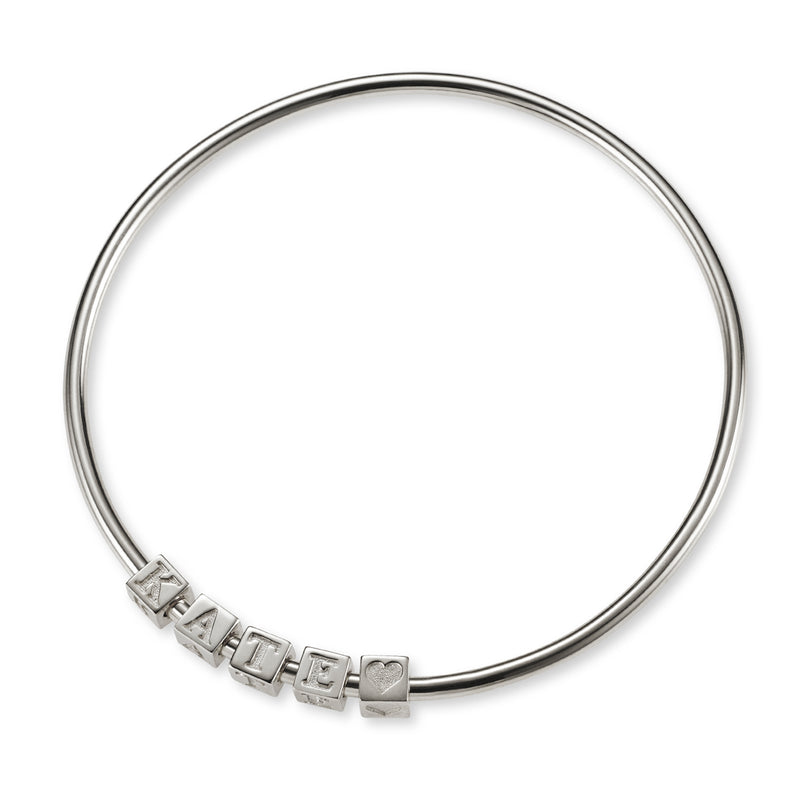 5 Cube BOLD Initial Bangle in Sterling Silver
