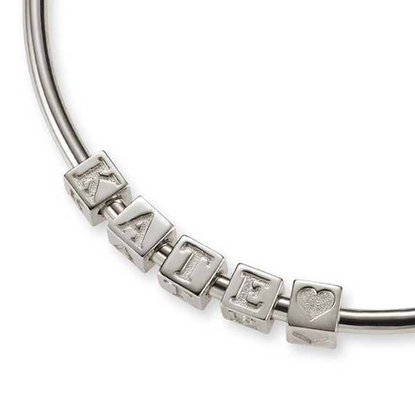 5 Cube BOLD Initial Bangle in Sterling Silver