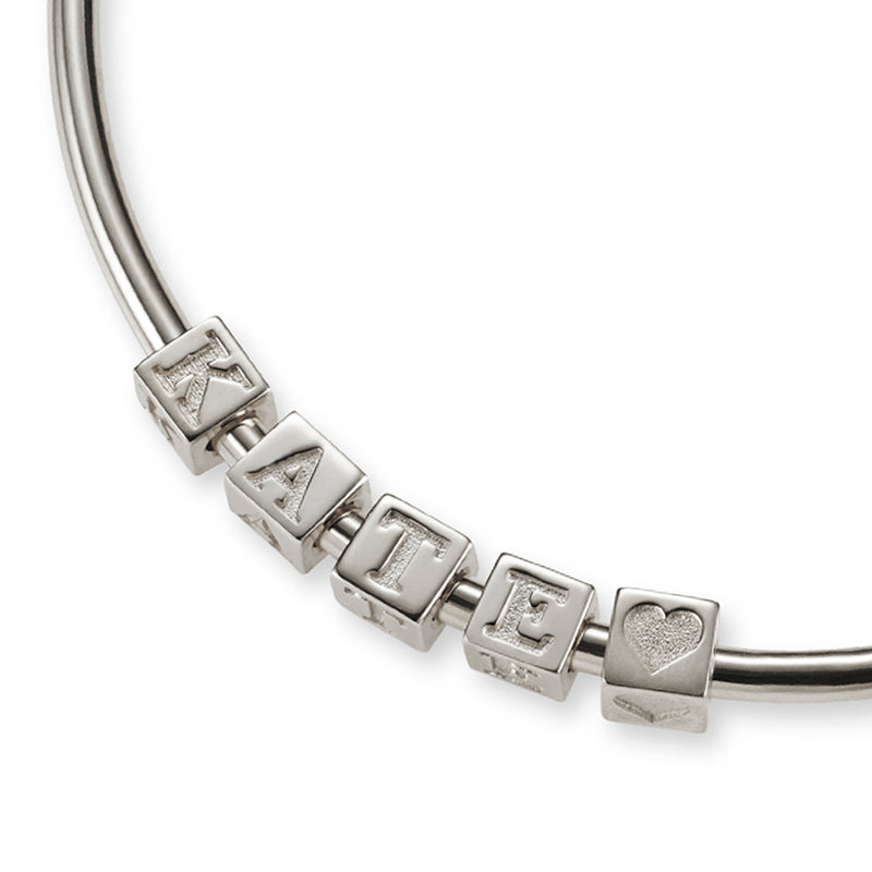 5 Cube BOLD Initial Bangle in Sterling Silver