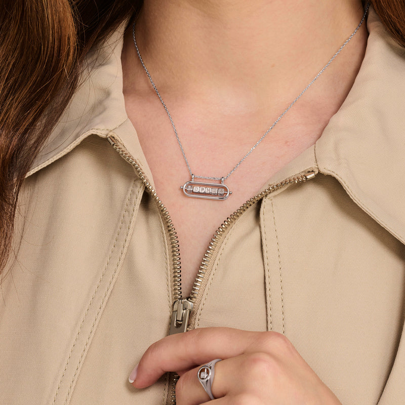 6 Cube Abacus Necklace in Platinum