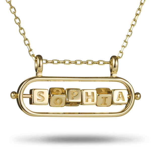 6 Cube Abacus Necklace in Yellow Gold