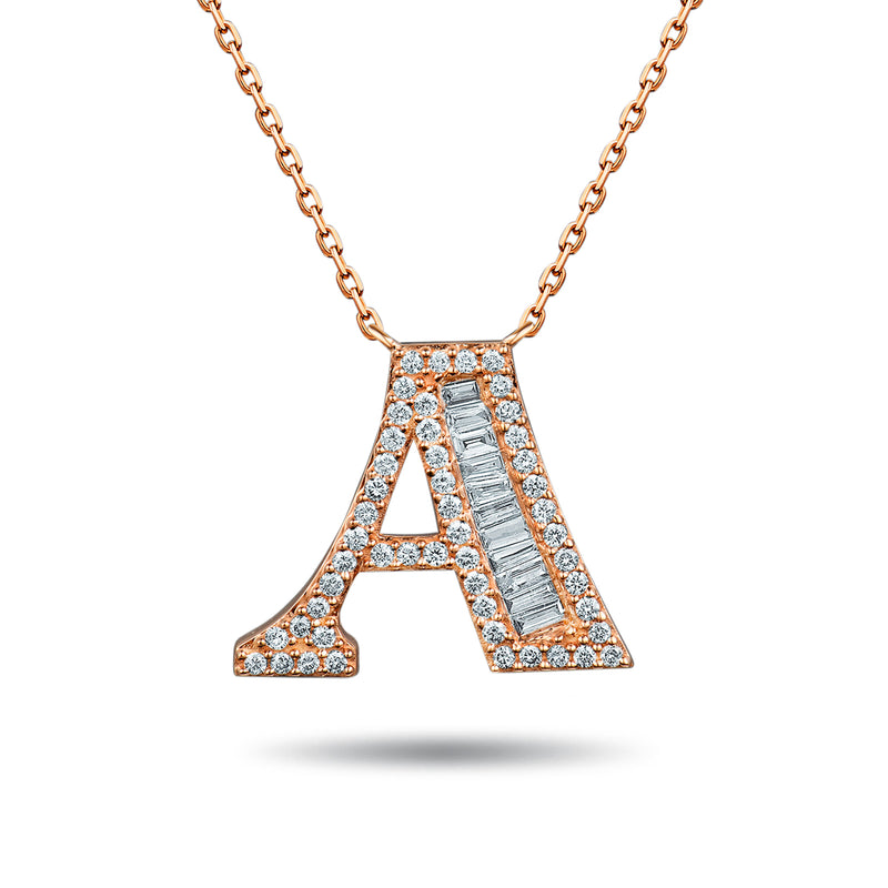 The Diamond Treasure Initial Necklace in 18ct Rose Gold