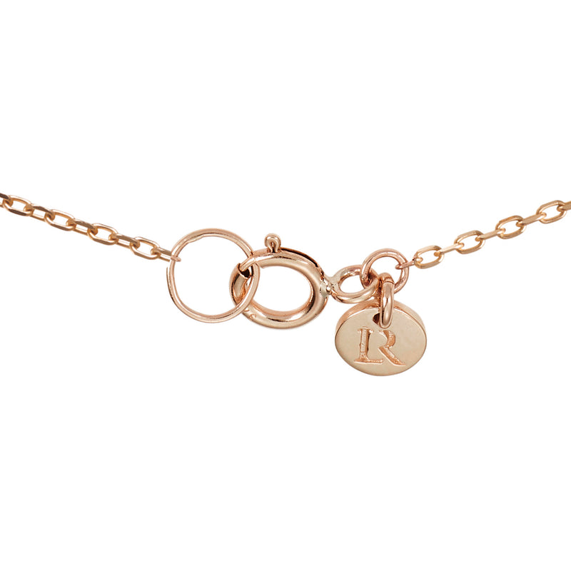 Big Diamond Drop Double Sided Date Bar and Initial Disc Necklace in Rose Gold