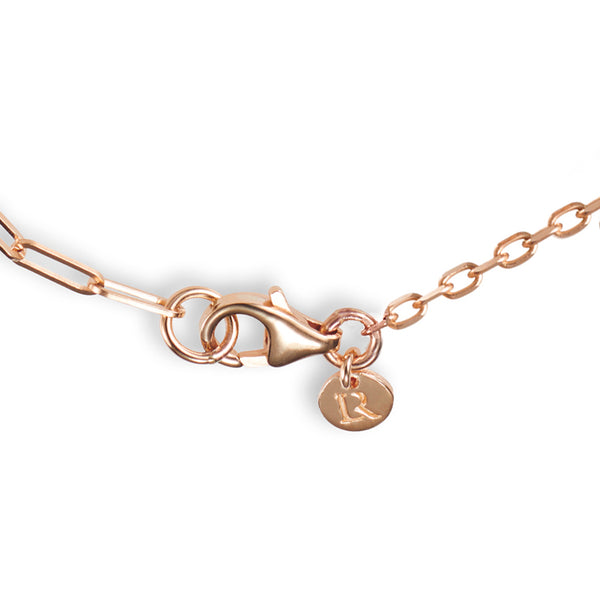 Big Diamond Drop Double Sided Date Bar and Initial Disc Asymmetric Imitation T Bar Necklace in Rose Gold