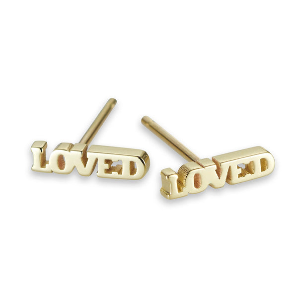 "RTS" Pair of LOVED Stud Earring in Yellow Gold