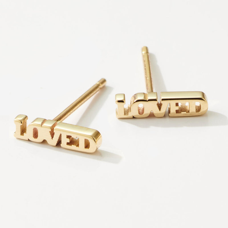 "RTS" Pair of LOVED Stud Earring in Yellow Gold