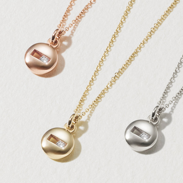 Baby Round Sliding Diamond Necklace in Rose Gold