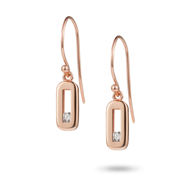 Baby Sliding Diamond Hooked Drop Earrings in Rose Gold