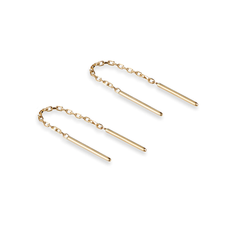 "RTS" Baby Bar Thread Earring in Yellow Gold