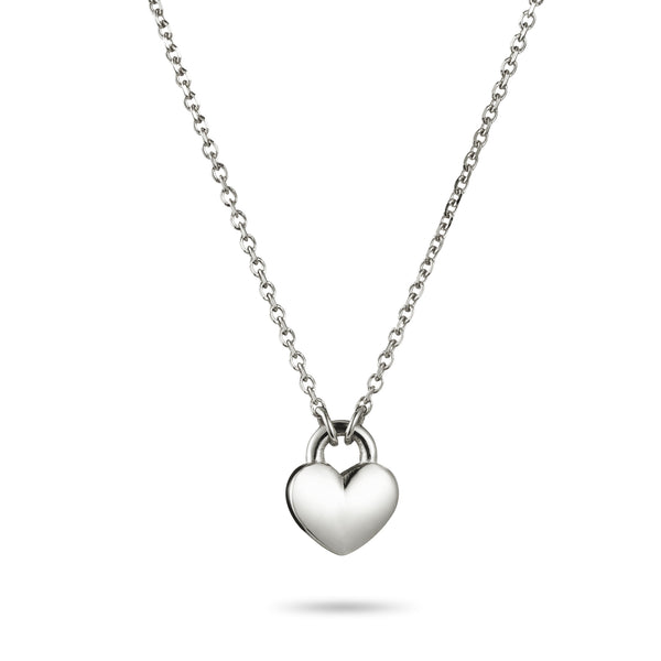 Love Heart Padlock Necklace in Platinum