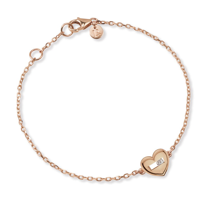 Baby Heart Sliding Diamond Bracelet in Rose Gold