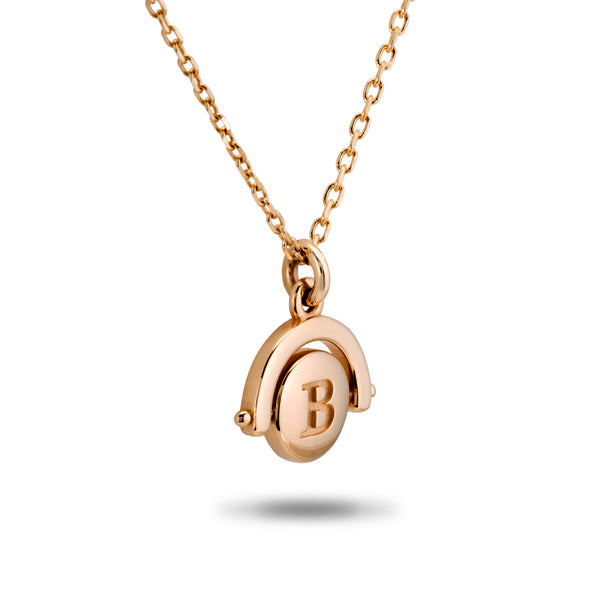 The Mini Initial Spinner Necklace in Rose Gold