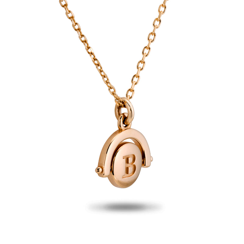 The Mini Initial Diamond Spinner Necklace in Rose Gold