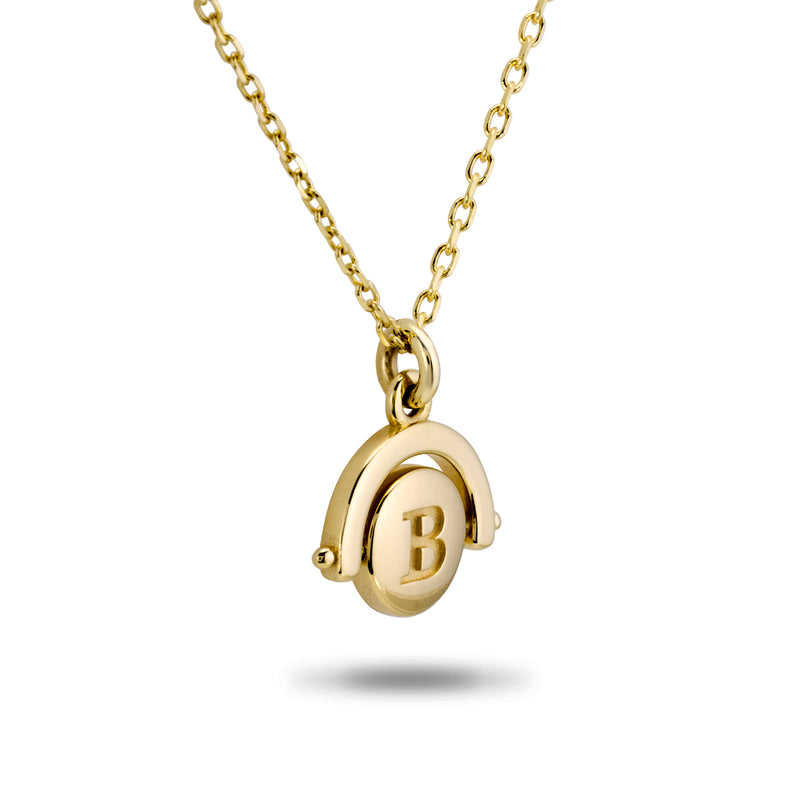 The Mini Initial Spinner Necklace in Yellow Gold
