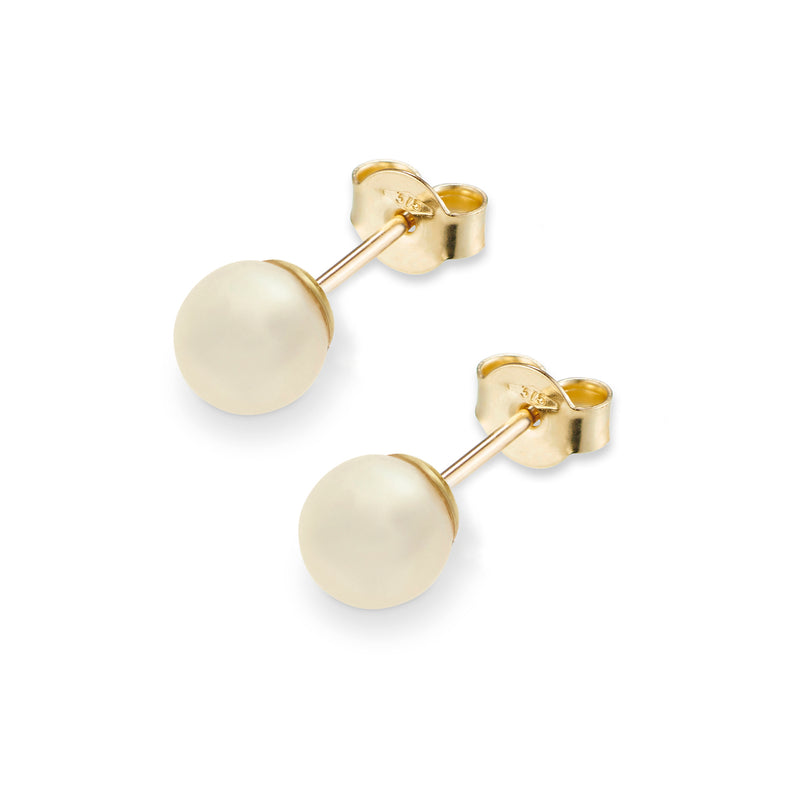 Baby Akoya Pearl Studs in Yellow Gold