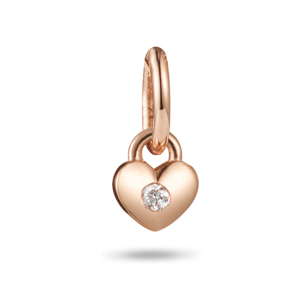 Solo Diamond Baby Heart Padlock Pendant in Rose Gold