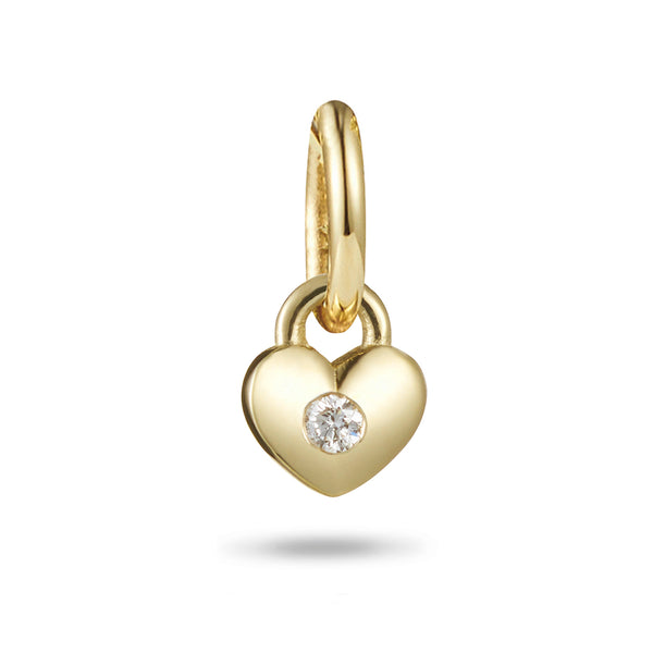 Solo Diamond Baby Heart Padlock Pendant in Yellow Gold