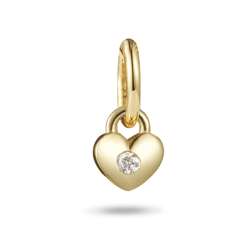 Solo Diamond Baby Heart Padlock Pendant in Yellow Gold