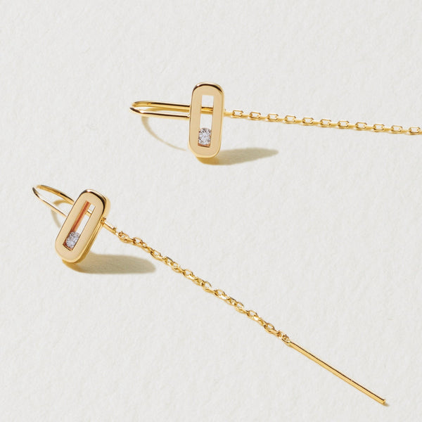 "RTS" Single Baby Sliding Diamond Threader Earring in Yellow Gold