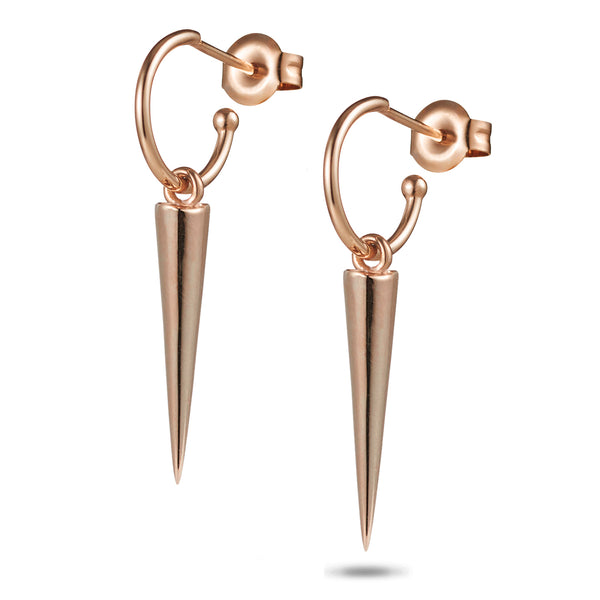 Big Spiked Hoop Stud Earrings in Rose Gold