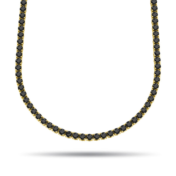 The TREASURE 10ct Black Diamond Tennis Necklace in Yellow Gold