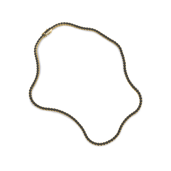 The TREASURE 10ct Black Diamond Tennis Necklace in Yellow Gold
