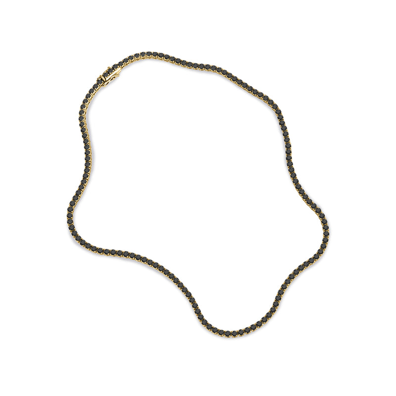 The TREASURE 10ct Black Diamond Tennis Necklace in Yellow Gold