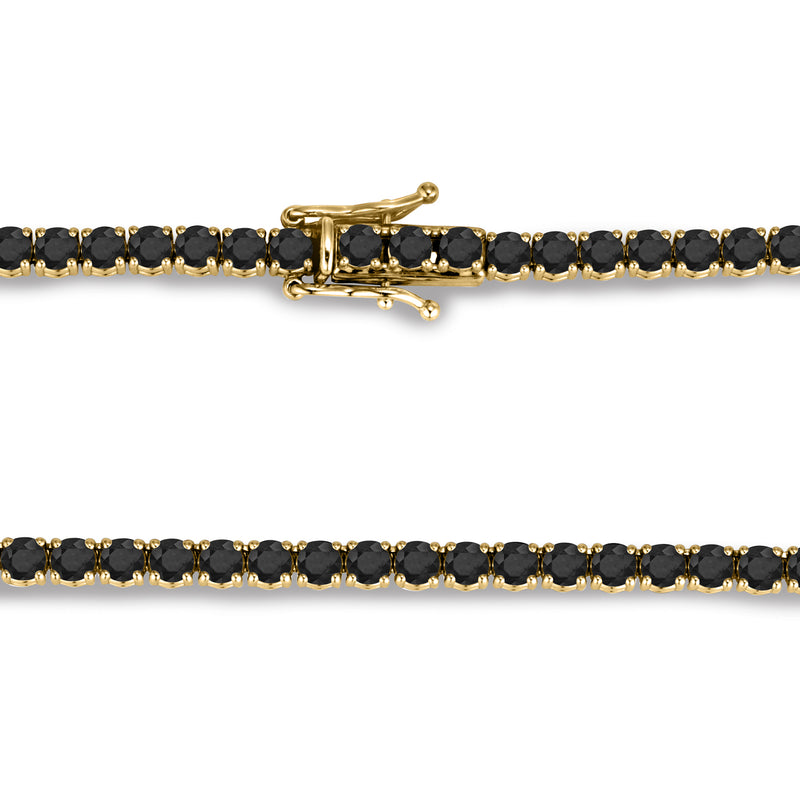 The TREASURE 10ct Black Diamond Tennis Necklace in Yellow Gold