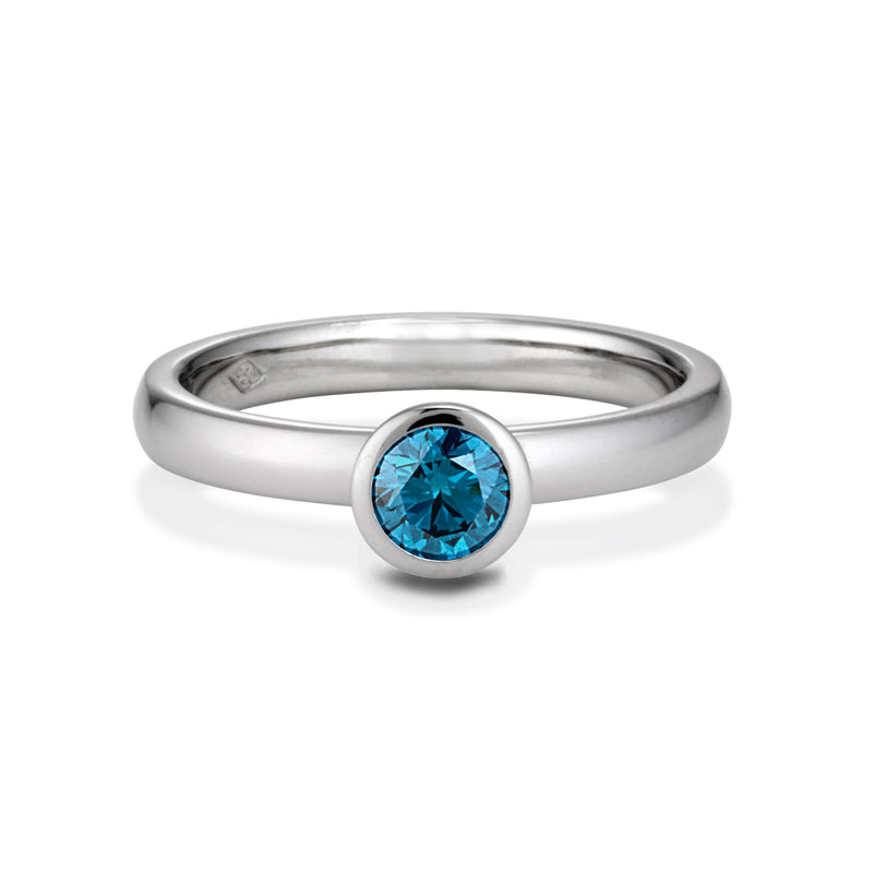 The Large Blue Diamond Cupped Stack Ring in Platinum
