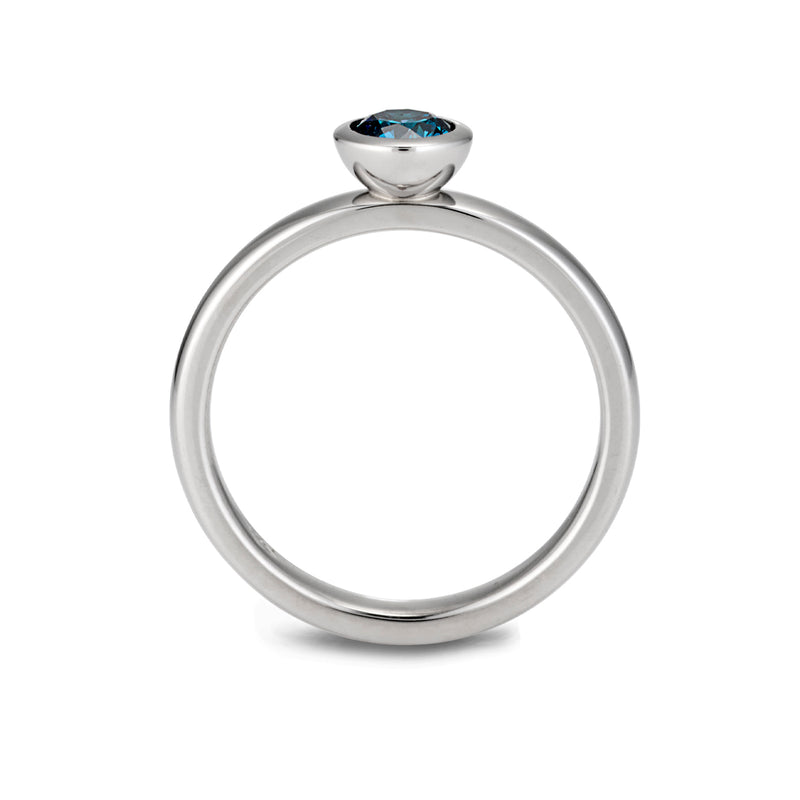 The Large Blue Diamond Cupped Stack Ring in Platinum