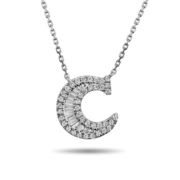 The "C" Diamond Treasure Initial Necklace in Platinum