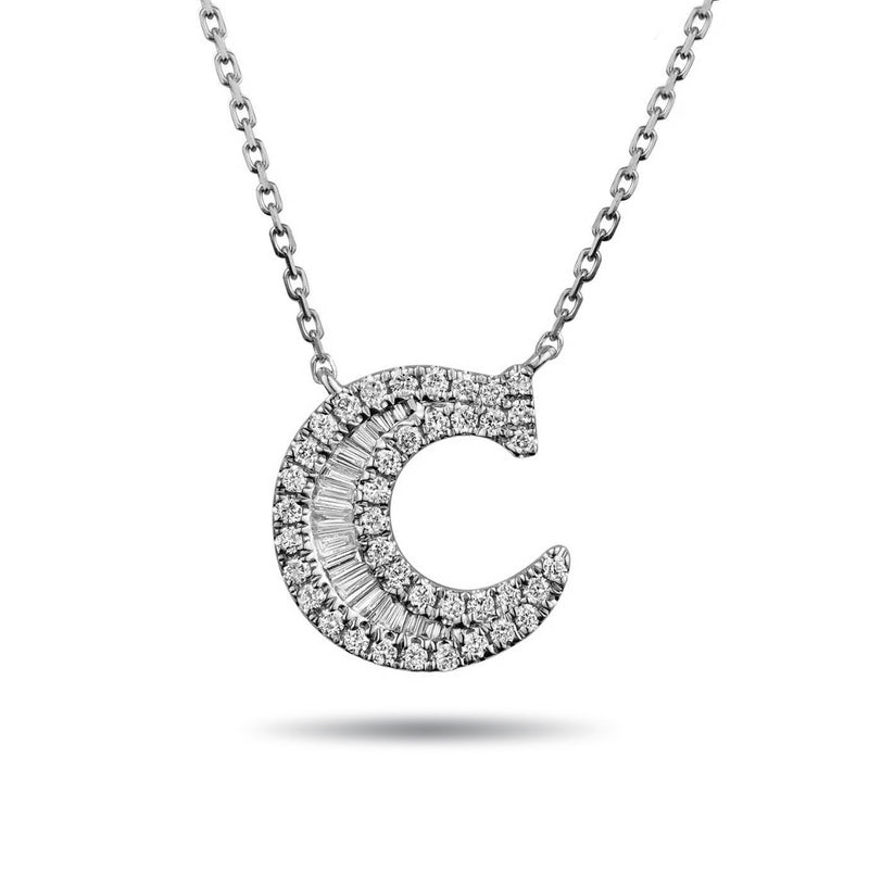 The "C" Diamond Treasure Initial Necklace in Platinum