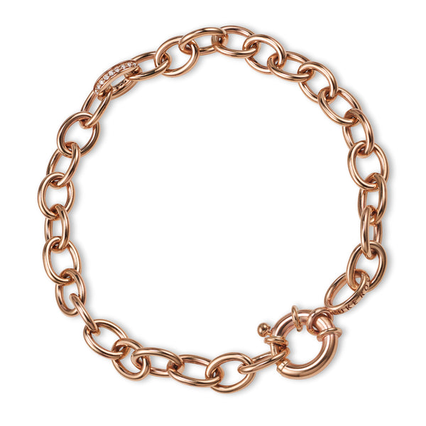 Chunky Diamond Set Solid Handmade Bracelet in Rose Gold
