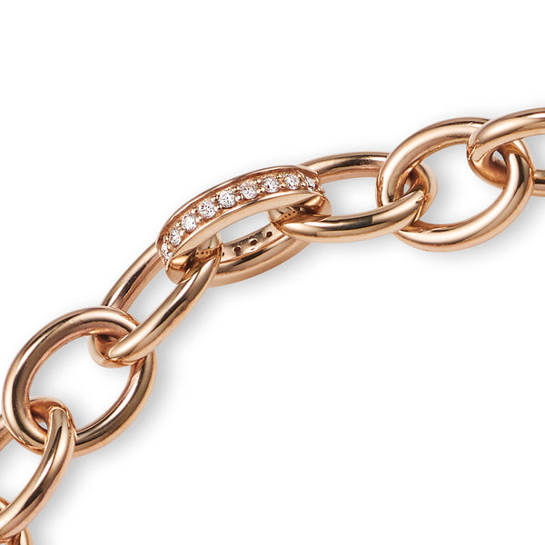 Chunky Diamond Set Solid Handmade Bracelet in Rose Gold