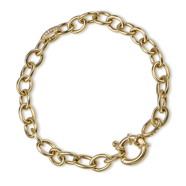 Chunky Diamond Set Solid Handmade Bracelet in Yellow Gold