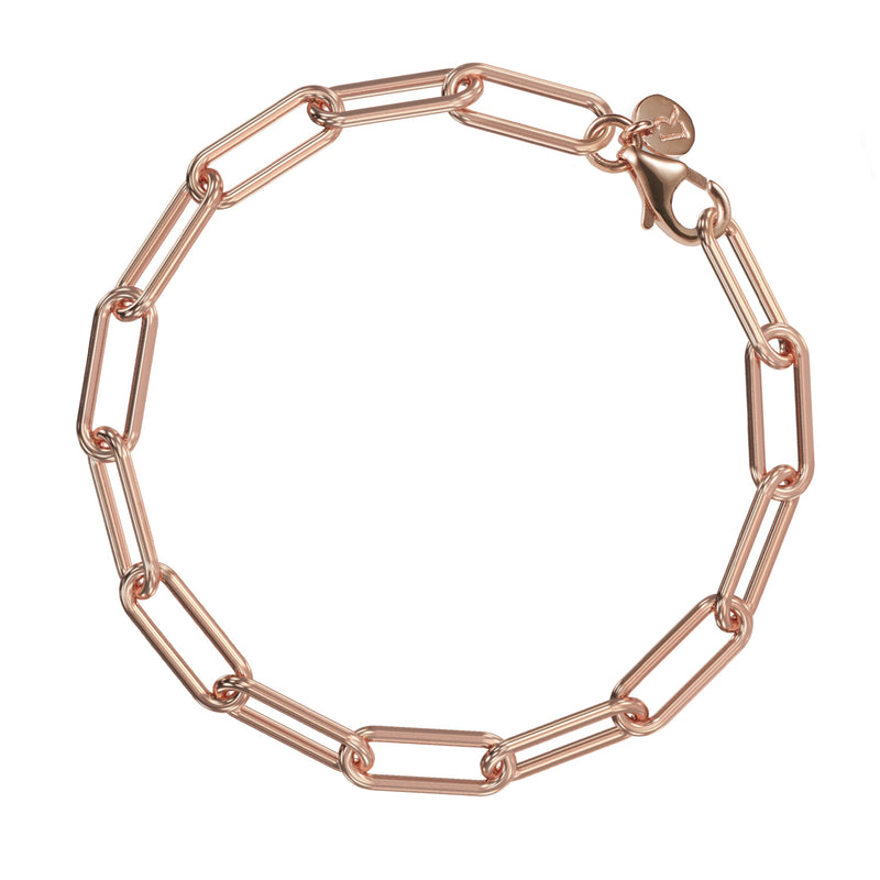 Chunky Solid Handmade Paperclip Bracelet in Rose Gold