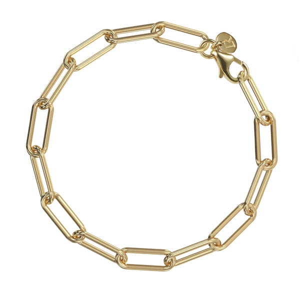 Chunky Solid Handmade Paperclip Bracelet in Yellow Gold