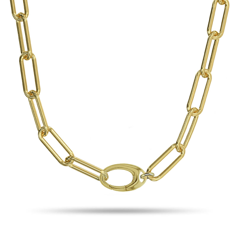 Chunky Solid Handmade Paperclip Necklace in Yellow Gold