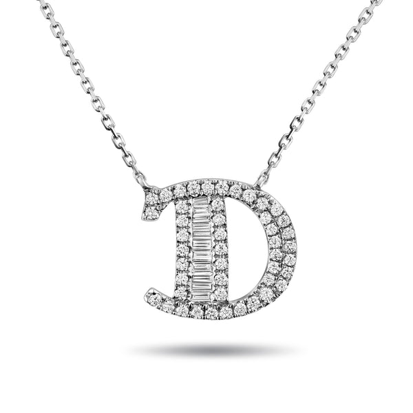 The Diamond Treasure Initial Necklace in Platinum