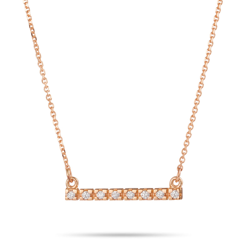 Diamond Turret Bar Necklace in Rose Gold