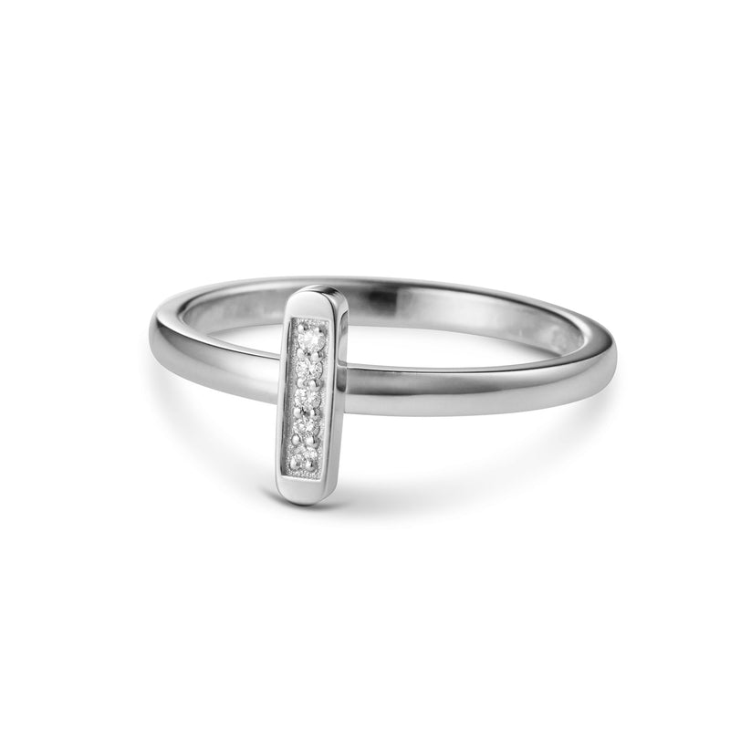 Linear Diamond Stack Ring in White Gold