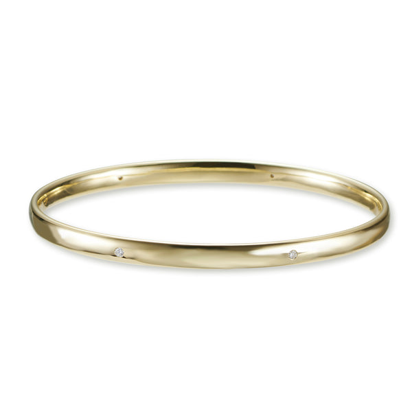 Diamond Set Solid Gold Bangle in Yellow Gold