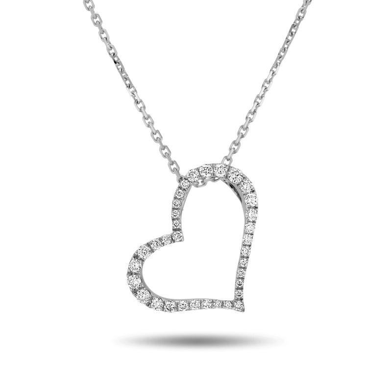 The Diamond Kick Heart Necklace in Platinum